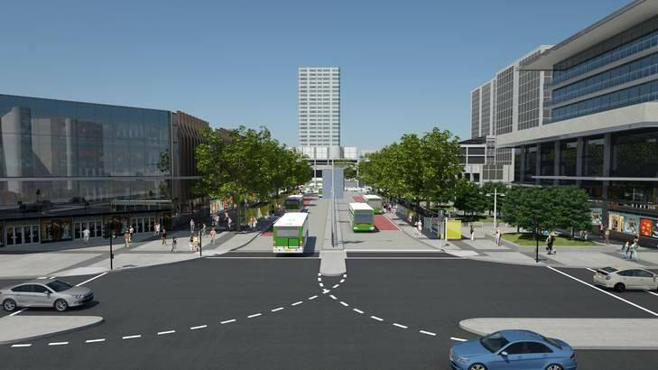 An artist's impression of the proposed Woden bus station from Callam Street. Photo: Supplied