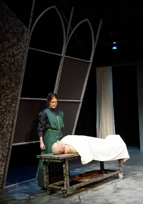Jenna Roberts as Victoria Frankenstein, left, and Michael Sparks as the Creature in Dr Frankenstein.  Photo: Helen Drum