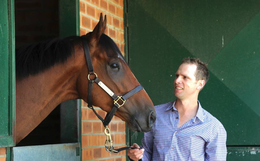 Fell Swoop and trainer Matthew Dale. Photo: Graham Tidy