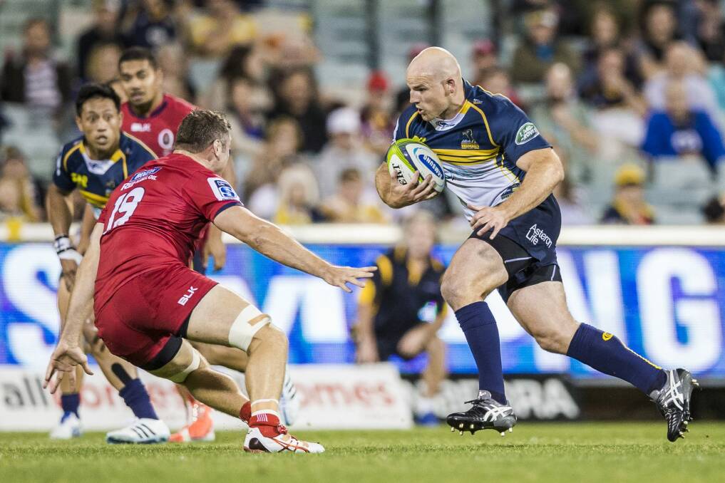 Hooker Stephen Moore in action in his return game against the Reds. Photo: Matt Bedford