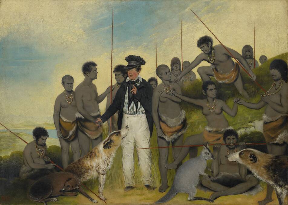 Benjamin Duterrau. 'The Conciliation', 1840. Oil on canvas. Purchased with assistance from the Friends of the Museum Fund and the Murray Fund, 1945. Photo: Tasmanian Museum and Art Gallery