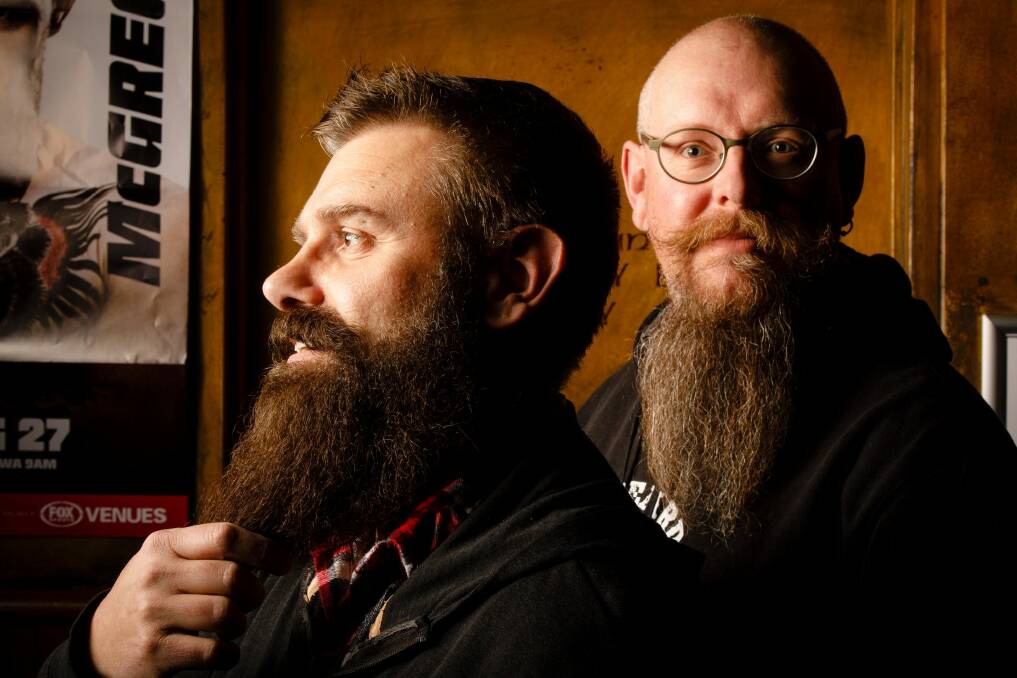 Canberra Beard and Moustache club co-founders Giacomo Paganelli and Matt Leonard.  Photo: Sitthixay Ditthavong