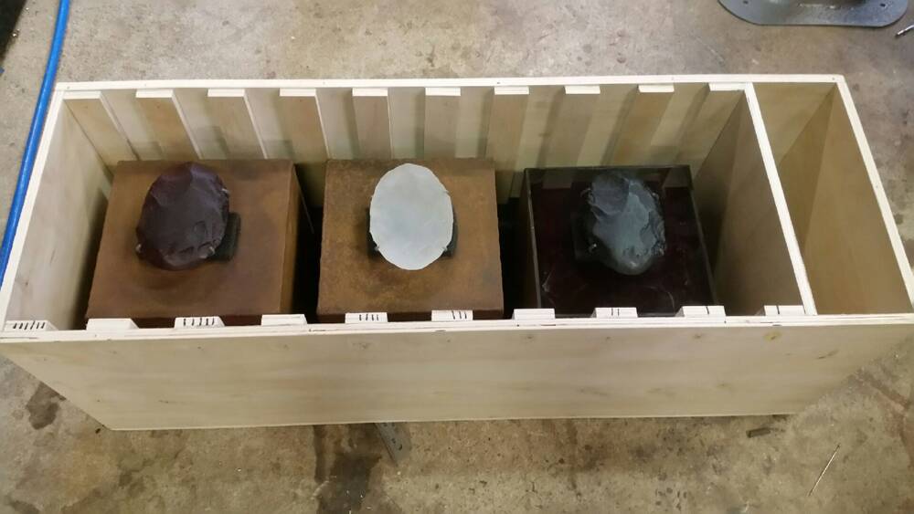 Artwork 'Grounded' in its storage box, stolen from a Belconnen storage unit this week. Photo: Supplied