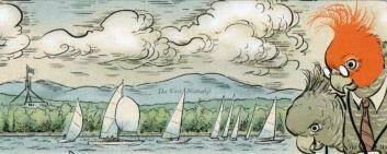 Part of Canberra Times cartoonist David Pope's special illustration of Lake Burley Griffin to celebrate its upcoming 50th anniversary.