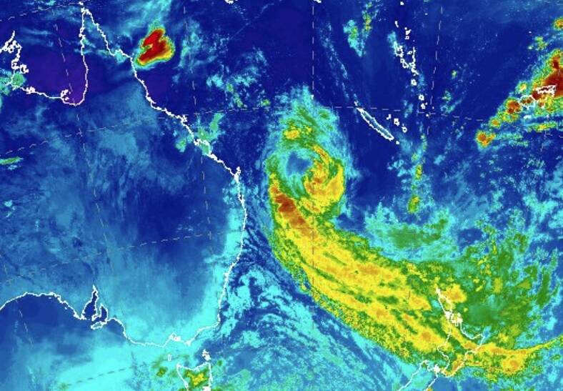 TC Oma will swing north and move along the Queensland coast from Saturday afternoon. Photo: Bureau of Meteorology