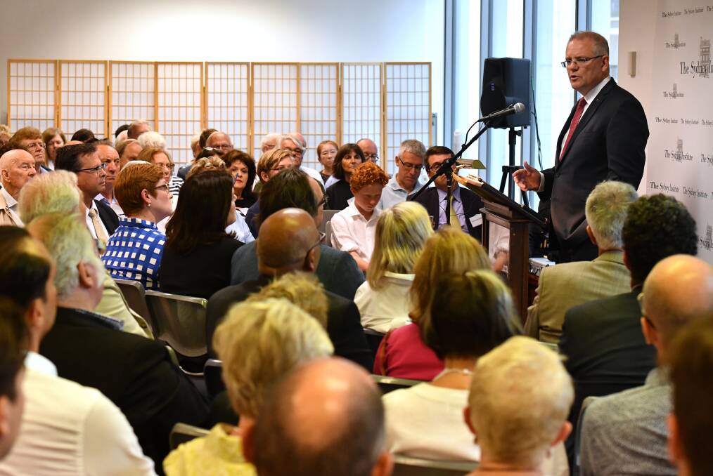 Scott Morrison delivers a speech to the Sydney Institute on Saturday. Photo: AAP