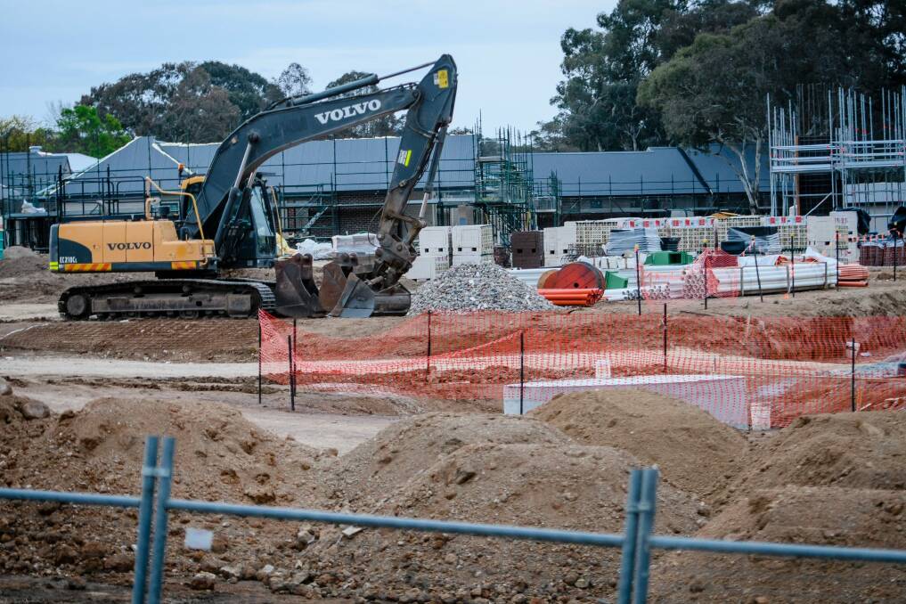 The construction site at Kambah where a plumber had his leg crushed by a digger. Photo: Sitthixay Ditthavong