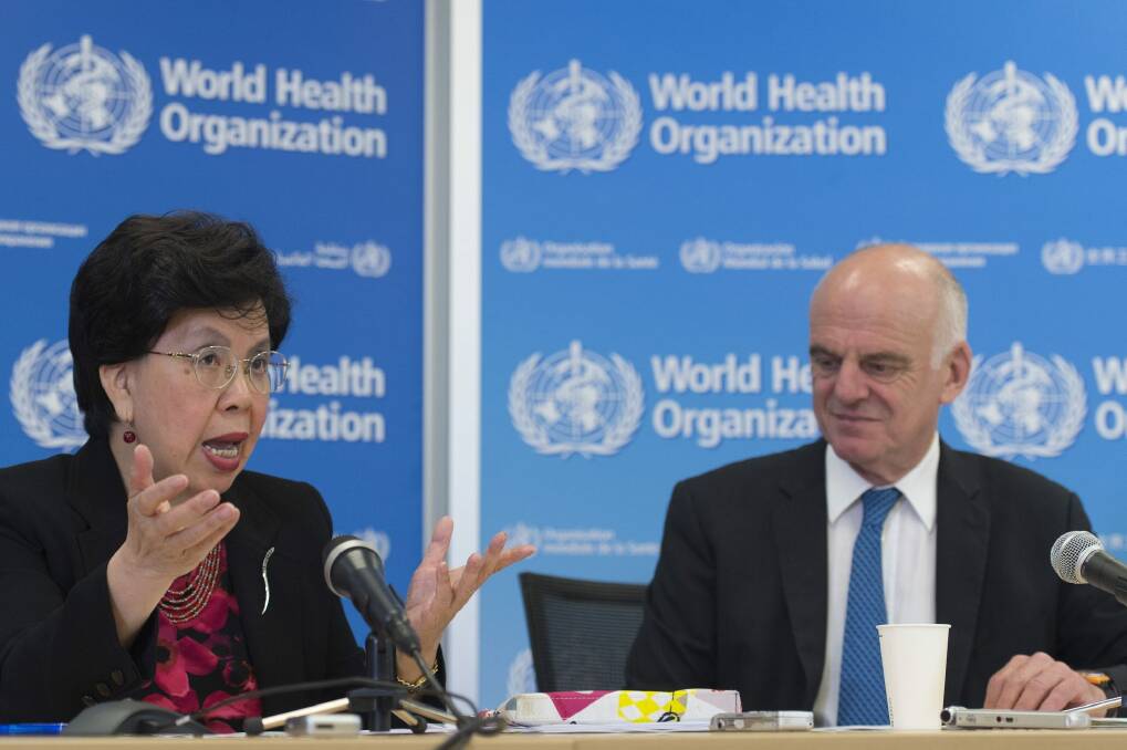 China's Margaret Chan, Director General of the World Health Organisation, left, and David Nabarro, UN Special Envoy on Ebola, right. Photo: Sandro Campardo