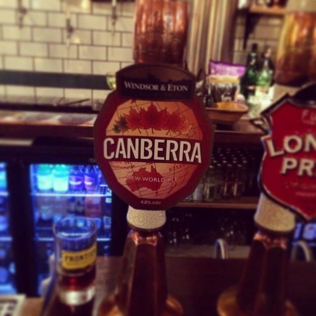 Canberra Beer on tap in an English pub. Photo: Peter Papathanasiou