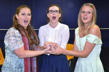 The Witches of Eastwick, from left,  Louiza Bloomfield (Alex), Kelly Roberts (Jane), and Vanessa de Jager (Sukie).