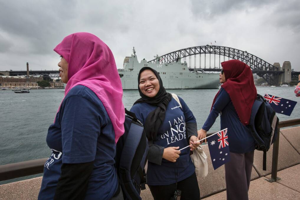 Indonesian students in Sydney on Australia Day this year. Australia is the most popular study destination for Indonesian students. Photo: Jessica Hromas