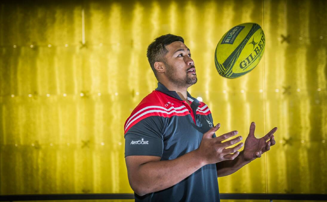 Folau Faingaa moved to Canberra less than a year ago to spark his rugby career. Photo: Karleen Minney