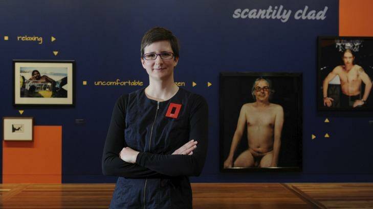 Curator Penelope Grist at the launch of the new exhibition at the National Portrait Gallery Bare: Degrees of undress. Photo: Graham Tidy.