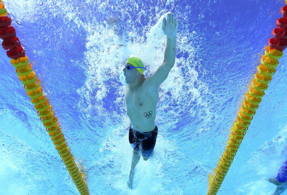 Kyle Chalmers swimming the 200m freestyle at the Commonwealth Games. Photo: Dave Hunt
