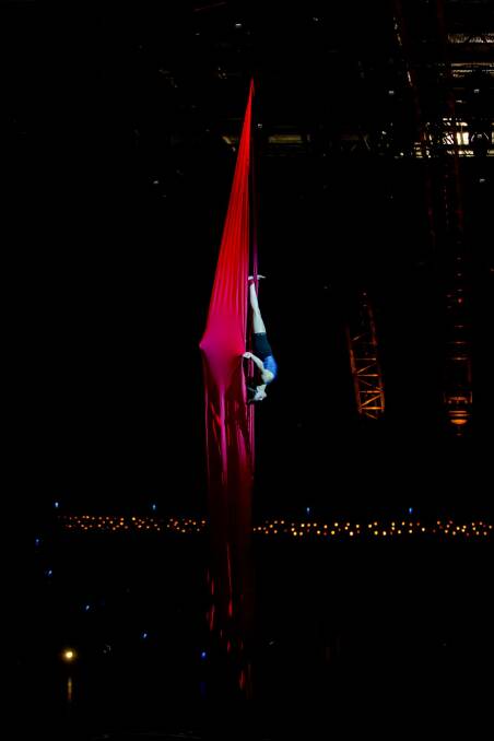 Quidam: Julie Cameron training with the aerial contortion in silk. Photo: Jamila Toderas