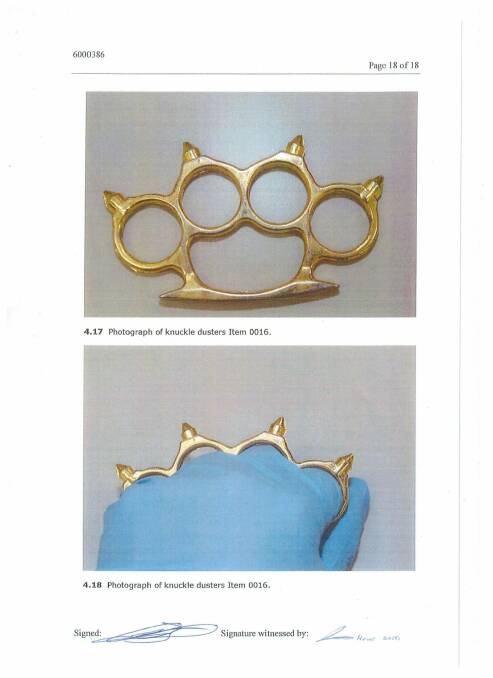A knuckle duster seized from the Kambah property.  Photo: Supplied
