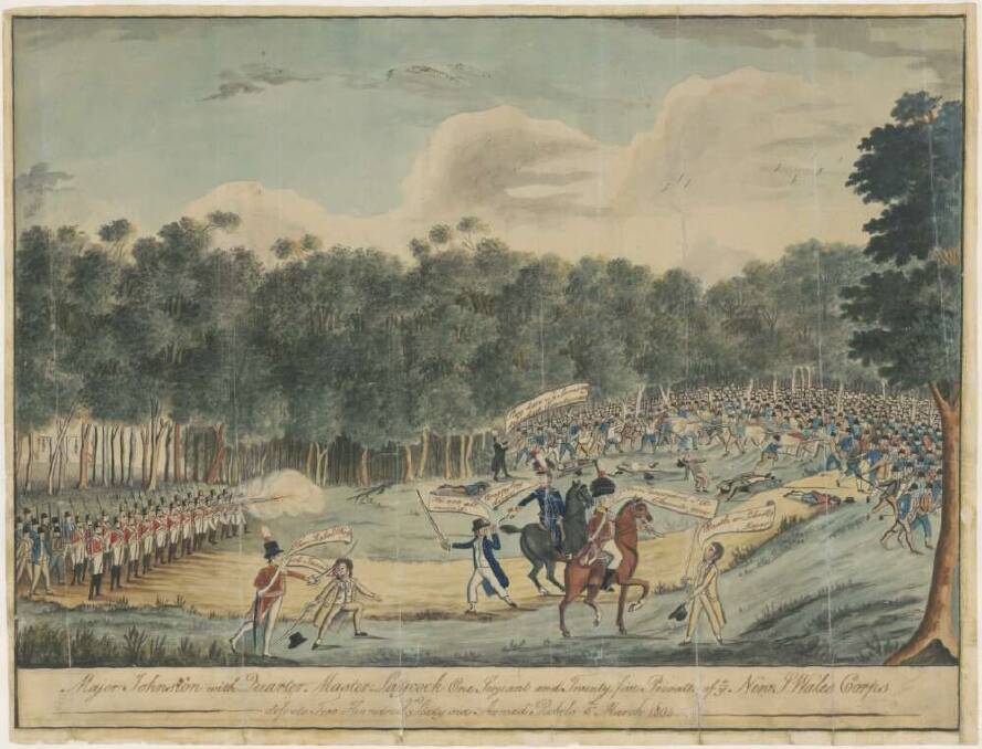 Convict Uprising at Castle Hill, 1804, detail. Photo: National Library of Australia.
