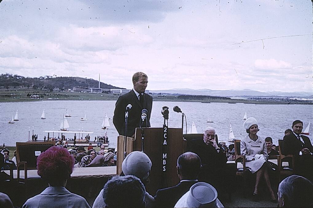 The opening of Lake Burley Griffin. Prime minister Robert Menzies is second from left.