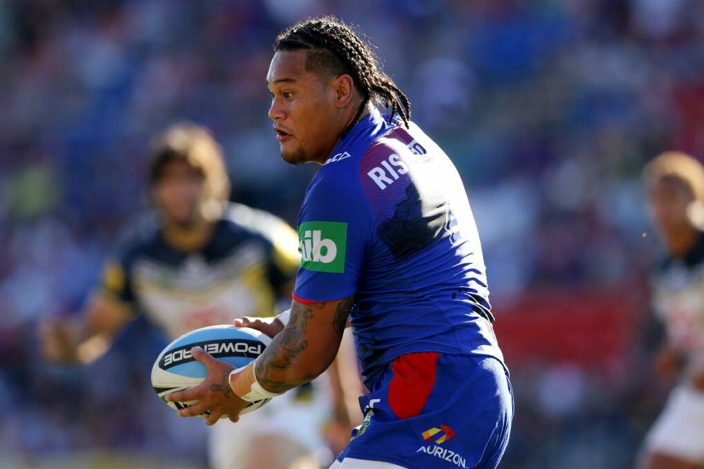 The Canberra Raiders have expressed interest in Newcastle Knights centre Joey Leilua. Photo: Jonathan Carroll 