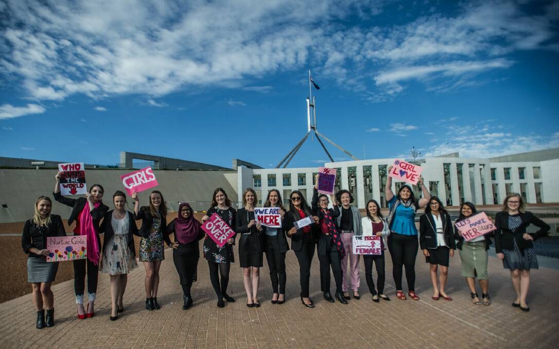The takeover team arriving at Parliament House on Wednesday. Photo: Karleen Minney