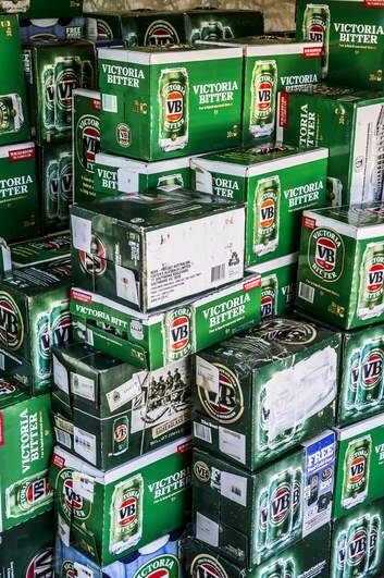Some of the cans VB cans being kept to build the house. Photo: rohan.thomson.canberratimes@gmai