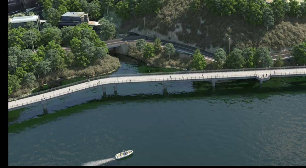 The design for the walk will take users over the river. Photo: Brisbane City Council