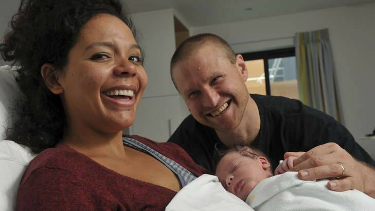 The Canberra Hospital welcomed its first baby for 2014 at 2.09am. Proud parents of the yet to be named baby boy are Rosalind Lemoh and Damien Geary of Belconnen. Photo: Graham Tidy