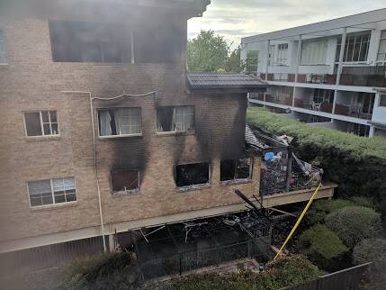 A fire destroyed a ground floor apartment in Braddon on Monday night. Photo: Tom Malkin