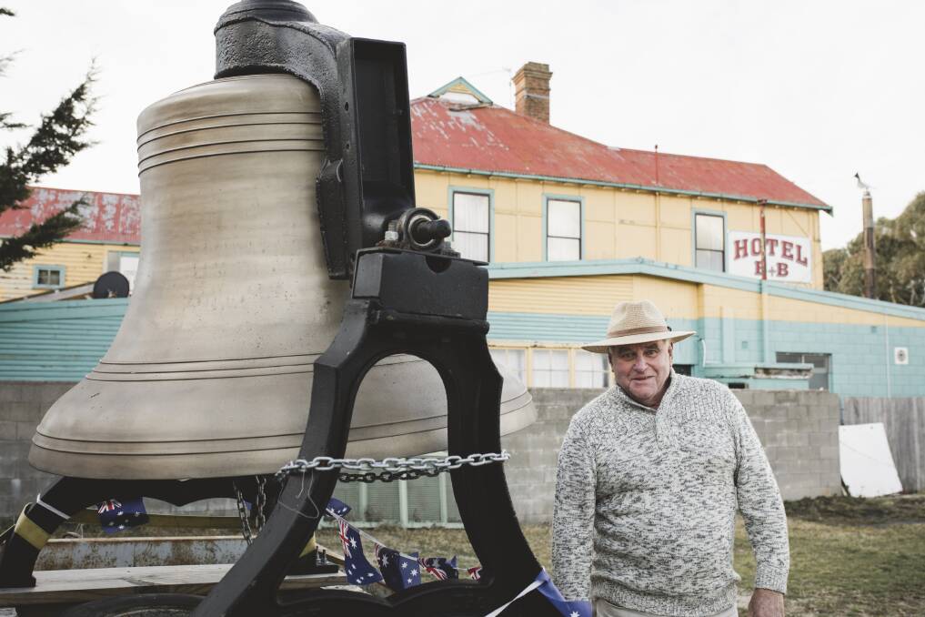 John Harrington, of the Lions Club of Nimmitabel, with the Nimmity Bell. Photo: Jamila Toderas