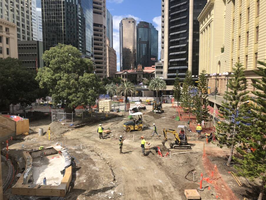 Restoration work under way at Anzac Square in September.  Photo: Ruth McCosker