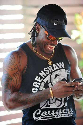 Chris Gayle at the Dickson Tradies Club on Saturday. Photo: Katherine Griffiths