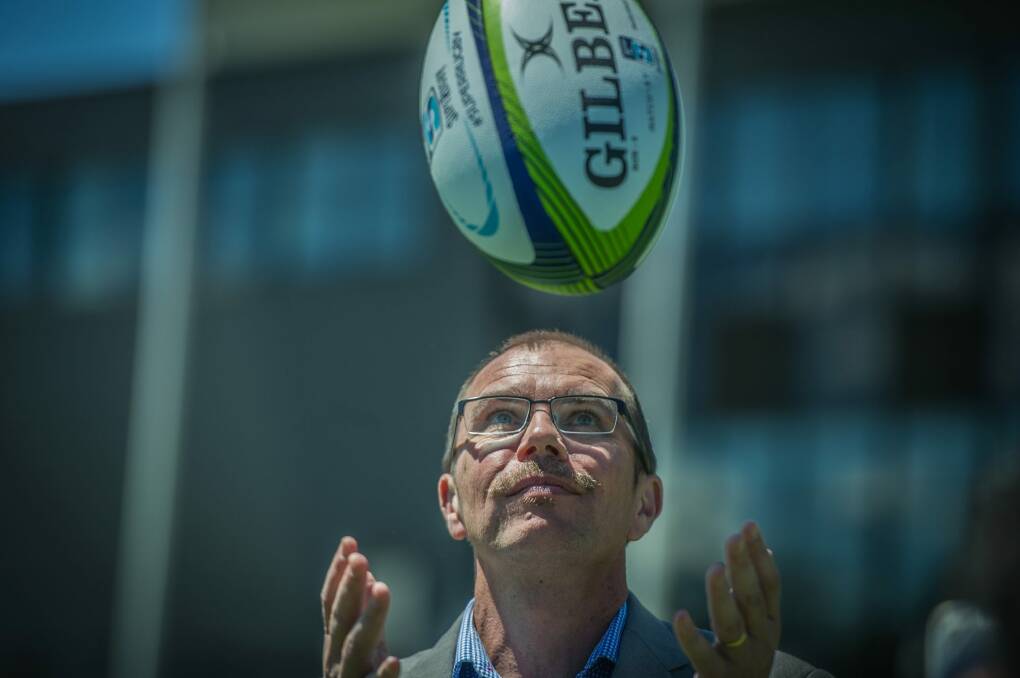 Brumbies CEO Michael Thomson announced a new one-year sponsorship deal with the University of Canberra. Photo: Karleen Minney