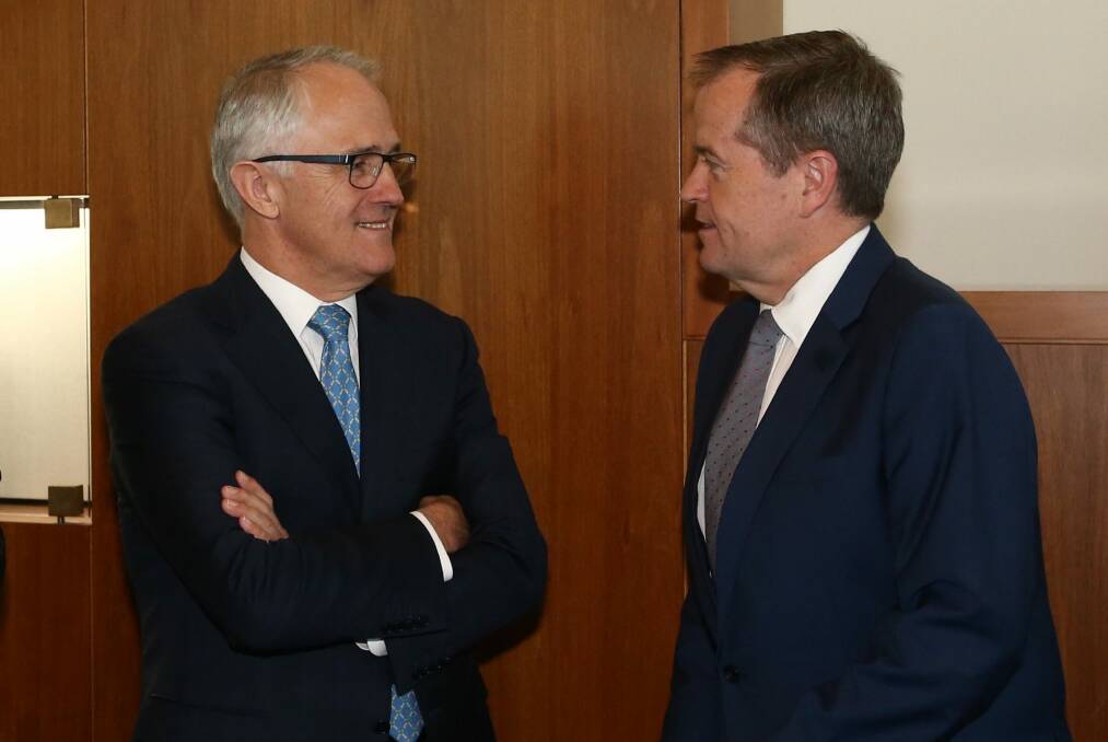 Prime Minister Malcolm Turnbull and Opposition Leader Bill Shorten on Wednesday. Photo: Andrew Meares