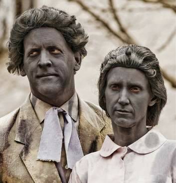 Two actors pose as Walter Burley Griffin and Marion Mahony Griffin in a lookalike competition at King O'Malley's pub. Photo: Supplied