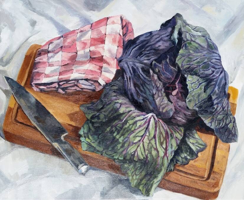 Harriet Mitchell. Cabbage (detail). Paintings by Harriet Mitchell exhibition Strathnairn Arts. Photo: Supplied