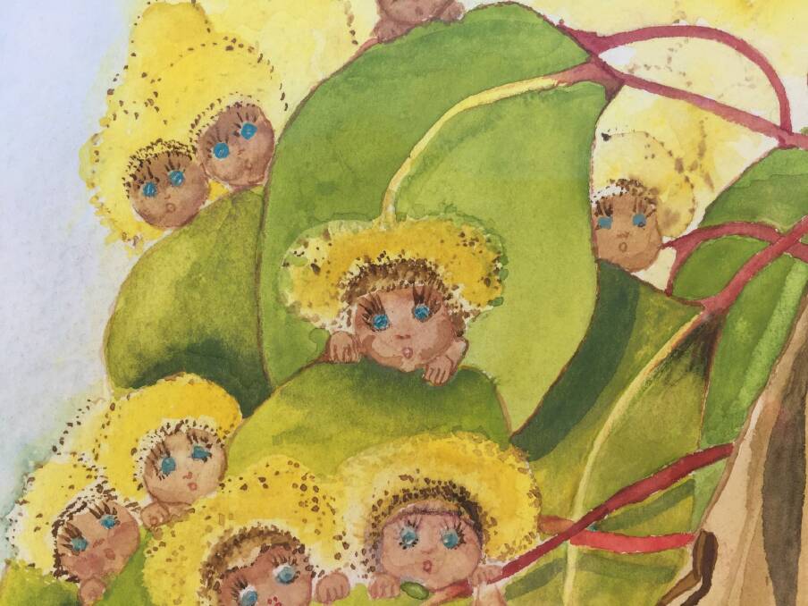 Detail from a 102 year old painting by May Gibbs of the Gum Blossom babies. Photo: Supplied