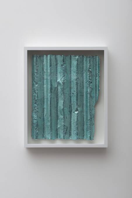 Rachel Whiteread, 'Untitled (Blue Leaf)', 2016, aluminium leaf and papier mâché, 58 × 48cm (framed). Danny Goldberg Collection. Image © the artist, courtesy the artist and Galleria Lorcan O’Neill, Rome. Photo: Supplied