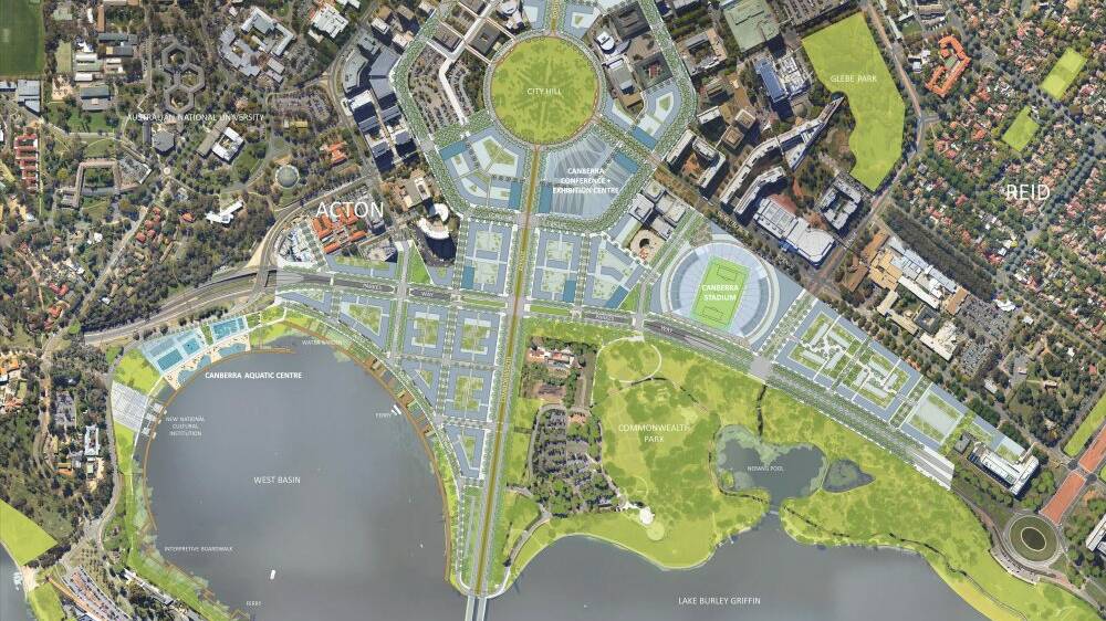 An overview of land earmarked for redevelopment around City Hill and West Basin. Picture: Supplied 
