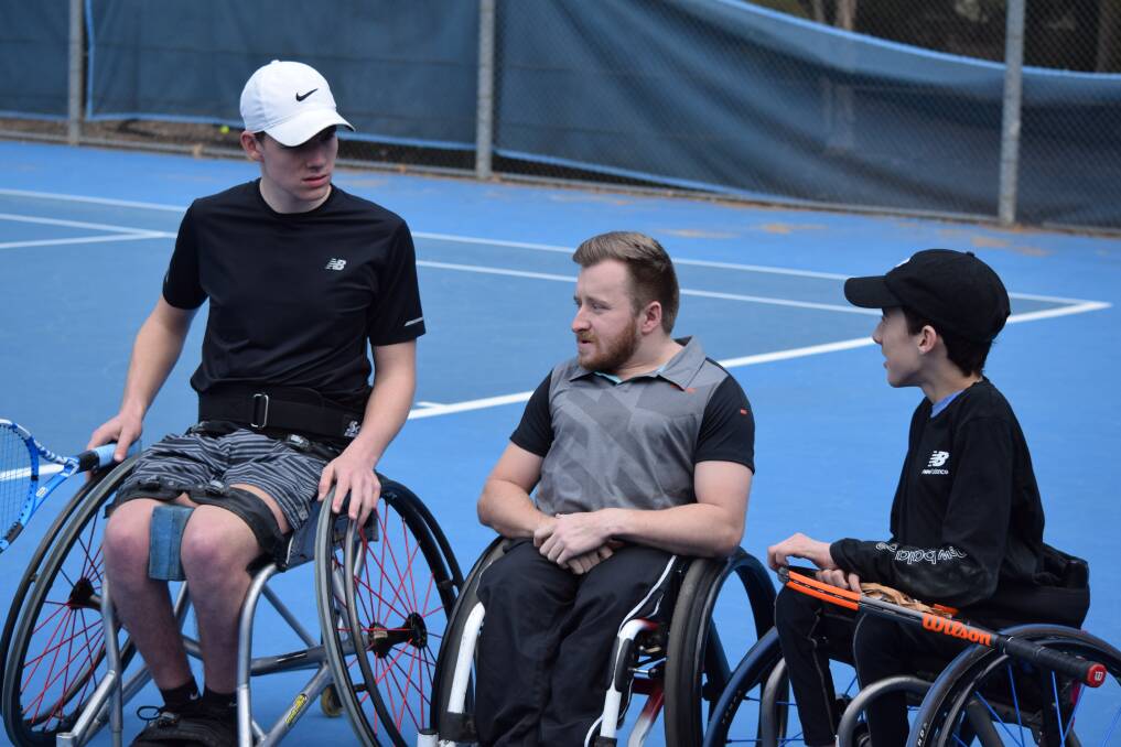 Finn Broadbent, Matt Leggett and Oli Pizzey Stratford at the AIS. Photo: Tennis ACT