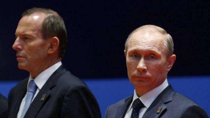 Australia's relationship with Russia has been strained after Prime Minister Tony Abbott led condemnation of Mr Putin's intervention in Ukraine after Malaysia Airlines flight MH17 was shot down. Photo: Reuters