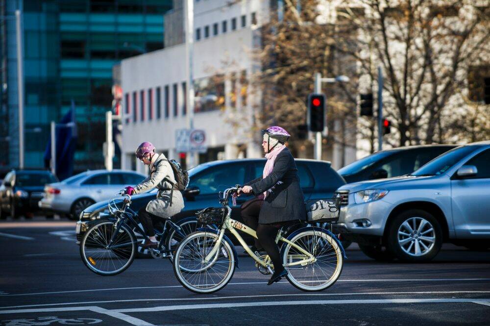 Almost the same number of Canberrans rode their bikes to work as they catch public transport. Photo: Rohan Thomson