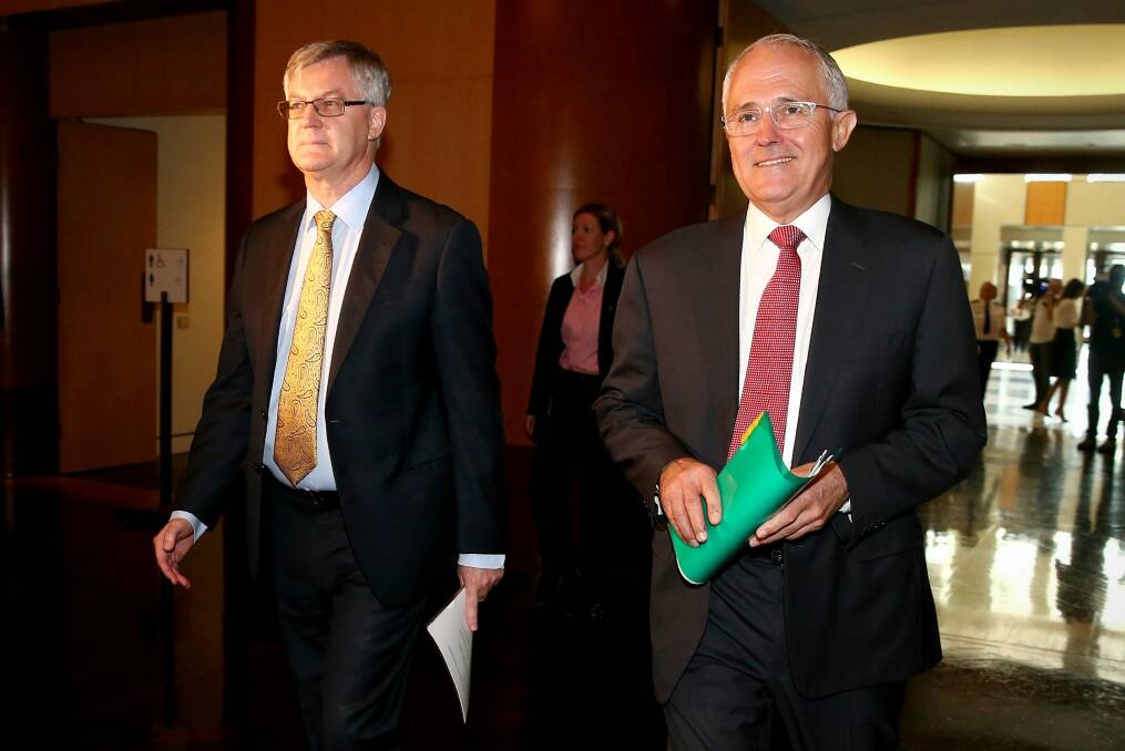 Martin Parkinson and Prime Minister Malcolm Turnbull.  Photo: Alex Ellinghausen