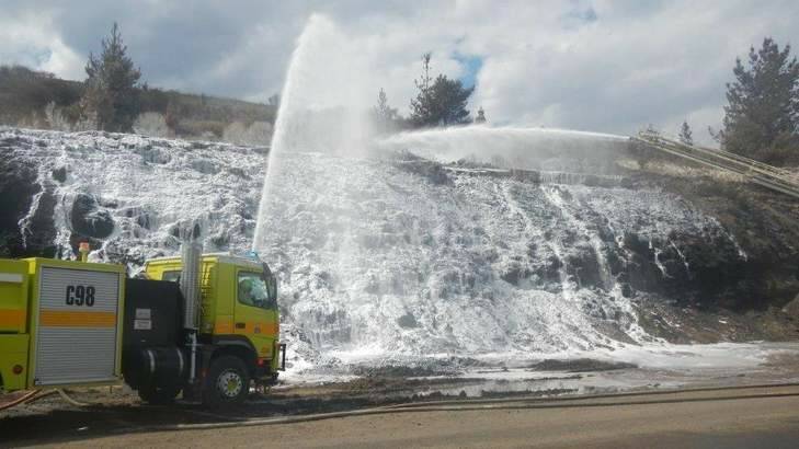 Compressed Air Foam System (CAFS) tankers working at the coal mine. Photo: Supplied
