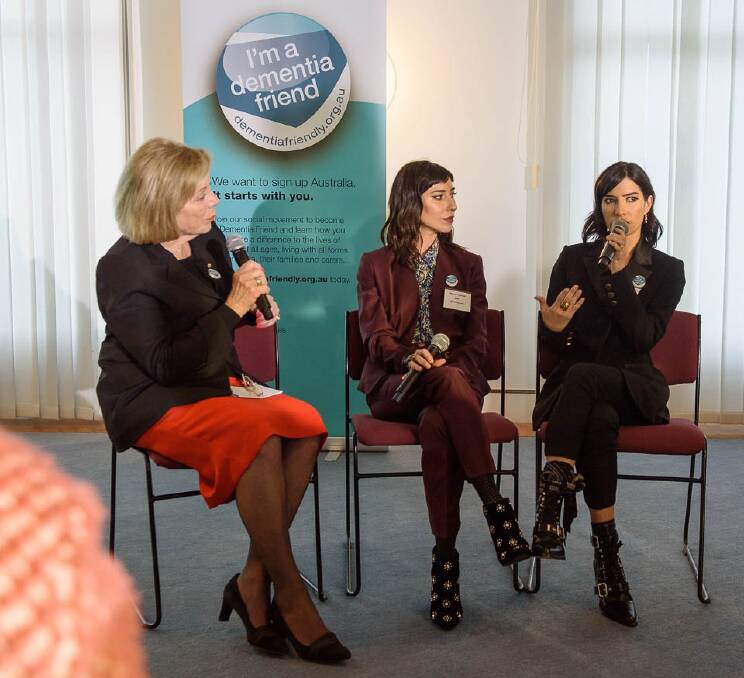 Dementia Australia ambassador Ita Buttrose with the newest ambassadors, Jessica and Lisa Origliasso of The Veronicas, who spoke movingly at the Canberra event of their mother's diagnosis with dementia. Photo: Supplied