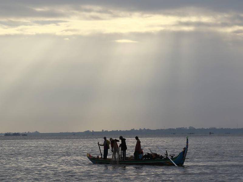 The Mekong River in Cambodia where nine students drowned when a ferry capsized. (EPA PHOTO)
