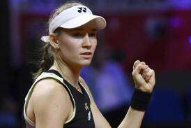 Elena Rybakina reacts after downing world No.1 Iga Swiatek to reach the final in Stuttgart. (AP PHOTO)