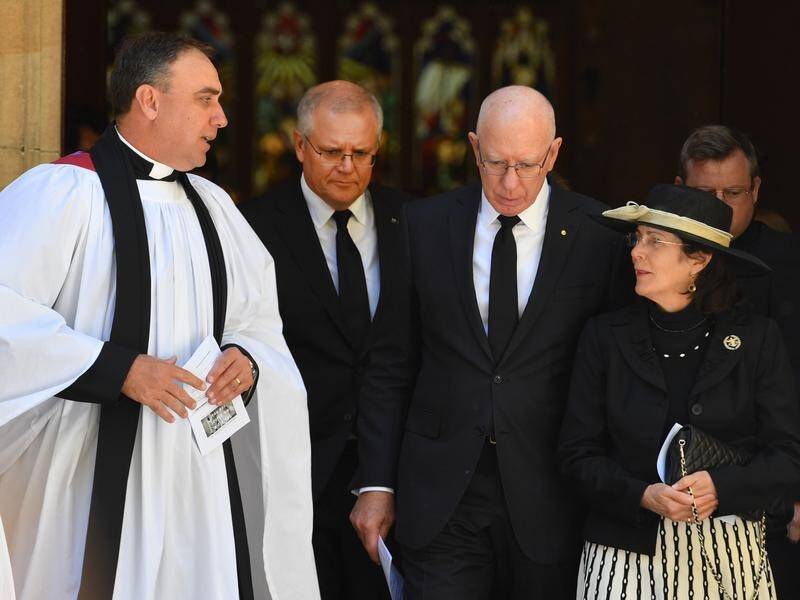 The prime minister and governor-general attended a church service for Prince Philip in Sydney.
