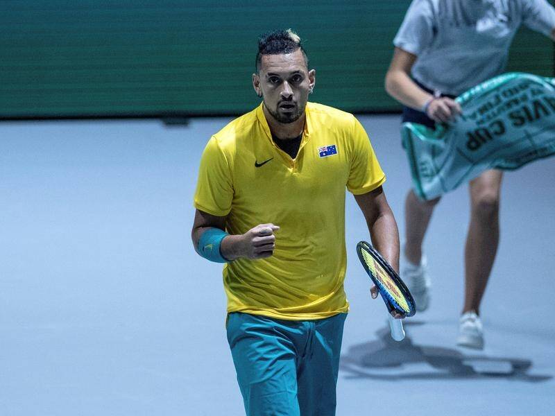 Nick Kyrgios gave Australia's Davis Cup finals campaign a winning start against Colombia.