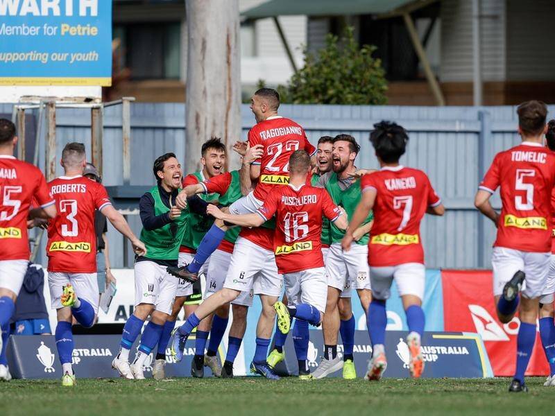 Yianni Fragogiannis has helped minnows Sydney United reach the last four of the Australia Cup. (Russell Freeman/AAP PHOTOS)