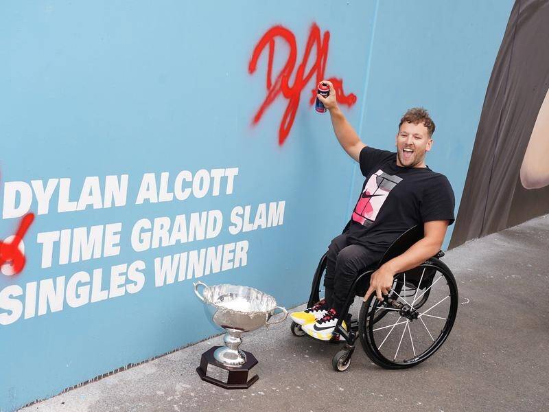 Dylan Alcott, seen here after his Australian Open win, has made another final at the French Open.